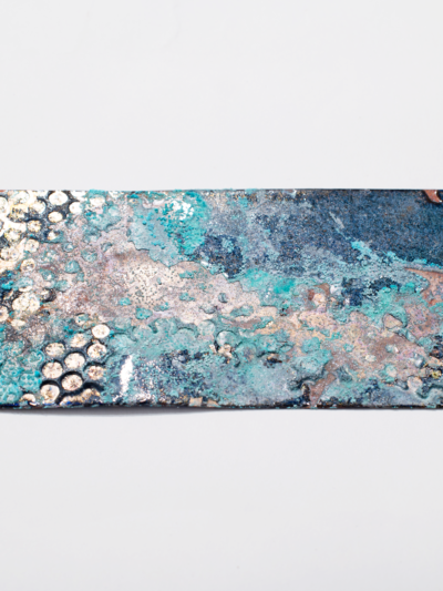 Copper verdigris, blue enamel