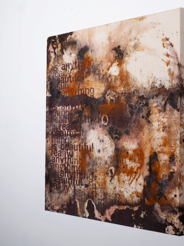 Screen-print, rust canvas