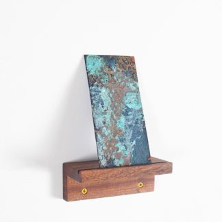 Copper verdigris, blue enamel