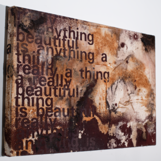 Screen-print, rust canvas #2